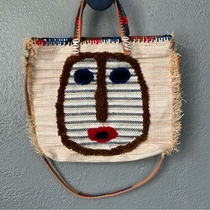En Shalla African Mask tote bag for beach or shopping 12x14” recycled food bag